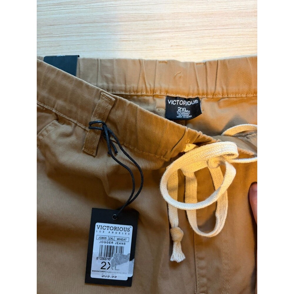Victorious LA Men’s 2XL Wheat Cargo Jogger Pants JG805 NWT Stretch - Picture 3 of 7
